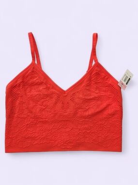 NEW No Boundaries Large Red Orange Floral Bralette Soft Cropped Tank Shirt